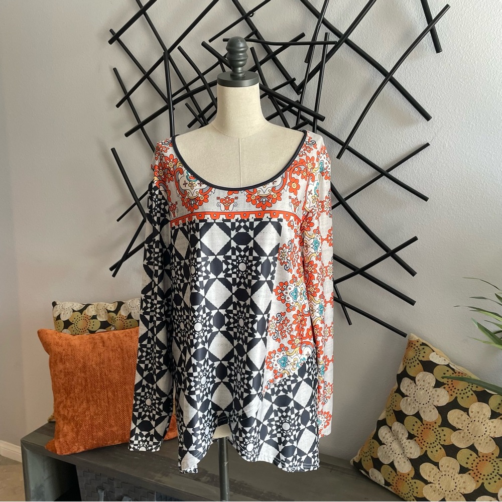 Long Sleeve, Patterned Top